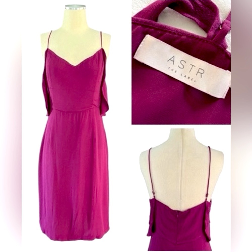 ASTR Burgundy Cold Shoulder Midi Dress Sz M